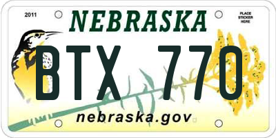 NE license plate BTX770