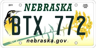 NE license plate BTX772