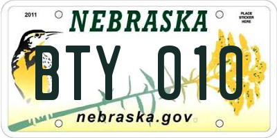 NE license plate BTY010