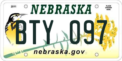 NE license plate BTY097