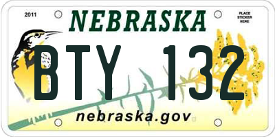 NE license plate BTY132