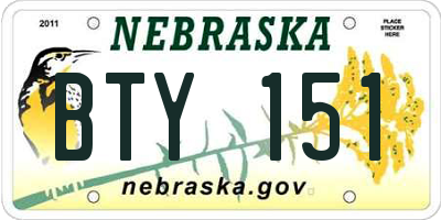NE license plate BTY151