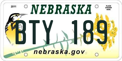 NE license plate BTY189