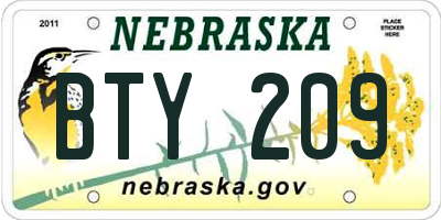 NE license plate BTY209