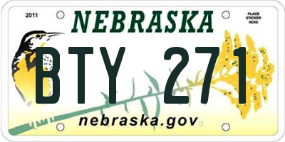 NE license plate BTY271