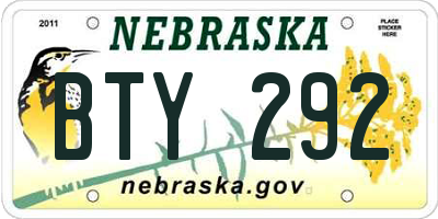 NE license plate BTY292