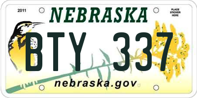 NE license plate BTY337