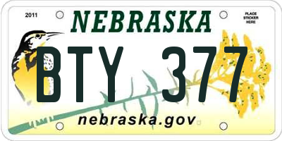 NE license plate BTY377