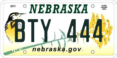 NE license plate BTY444