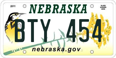 NE license plate BTY454