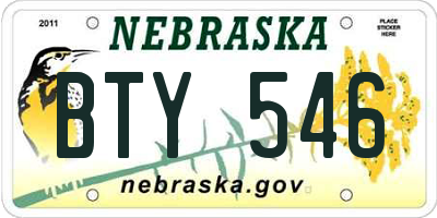 NE license plate BTY546