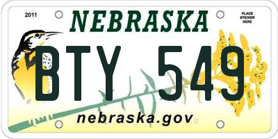 NE license plate BTY549