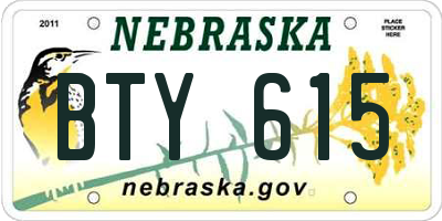 NE license plate BTY615