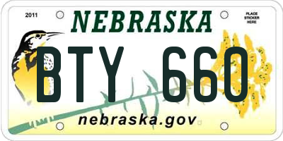NE license plate BTY660