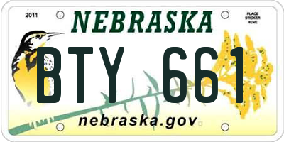 NE license plate BTY661