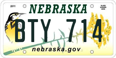 NE license plate BTY714