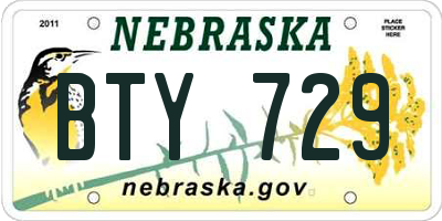 NE license plate BTY729