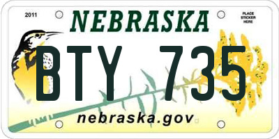 NE license plate BTY735