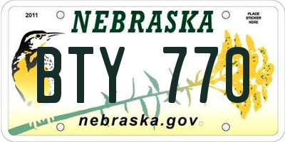 NE license plate BTY770