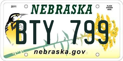 NE license plate BTY799