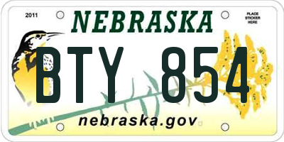 NE license plate BTY854