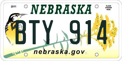 NE license plate BTY914