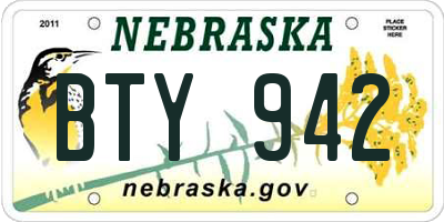 NE license plate BTY942