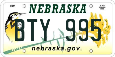 NE license plate BTY995