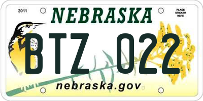 NE license plate BTZ022