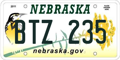 NE license plate BTZ235