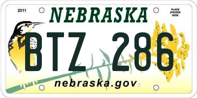 NE license plate BTZ286