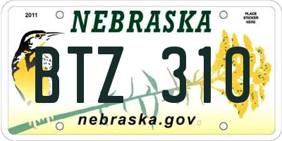 NE license plate BTZ310
