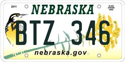 NE license plate BTZ346
