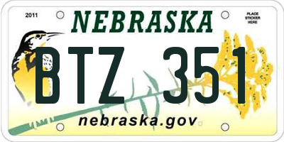 NE license plate BTZ351