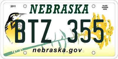 NE license plate BTZ355