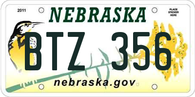 NE license plate BTZ356