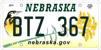 NE license plate BTZ367