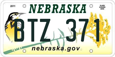 NE license plate BTZ371