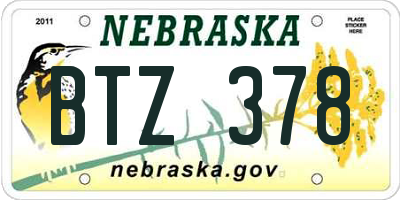 NE license plate BTZ378