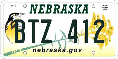 NE license plate BTZ412