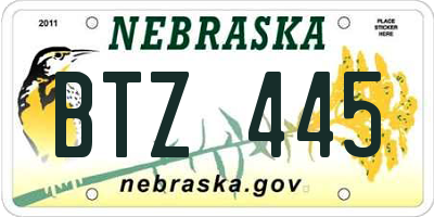 NE license plate BTZ445