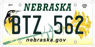NE license plate BTZ562