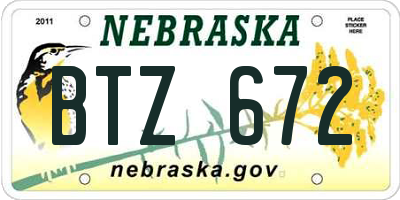 NE license plate BTZ672