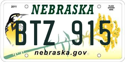 NE license plate BTZ915