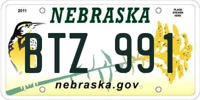 NE license plate BTZ991