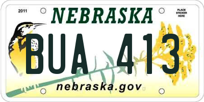 NE license plate BUA413