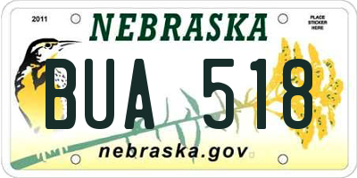 NE license plate BUA518