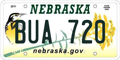 NE license plate BUA720