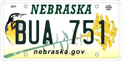 NE license plate BUA751
