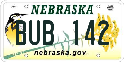 NE license plate BUB142